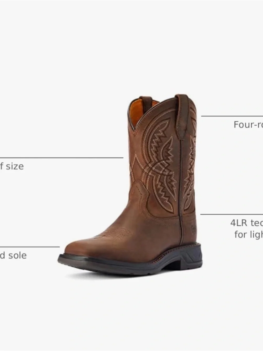 Ariat Brown Leather Western Boots with Embroidered Shaft
